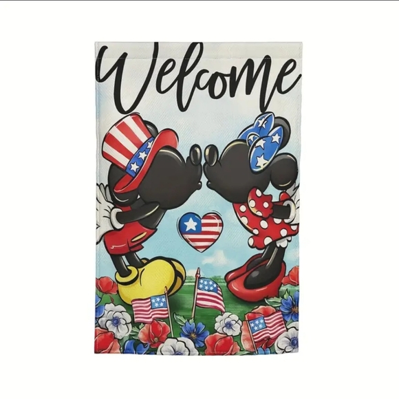 Unbranded Other - PATRIOTIC MOUSE SMOOTCH HEART GARDEN FLAG